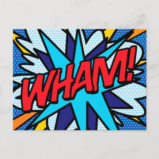 Postal De Anuncios WHAM Diversión Retro Arte Pop Cómic (Anverso)