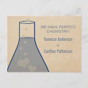 Postal De Anuncios Whimsical Beaker Save the Date Postcard, azul