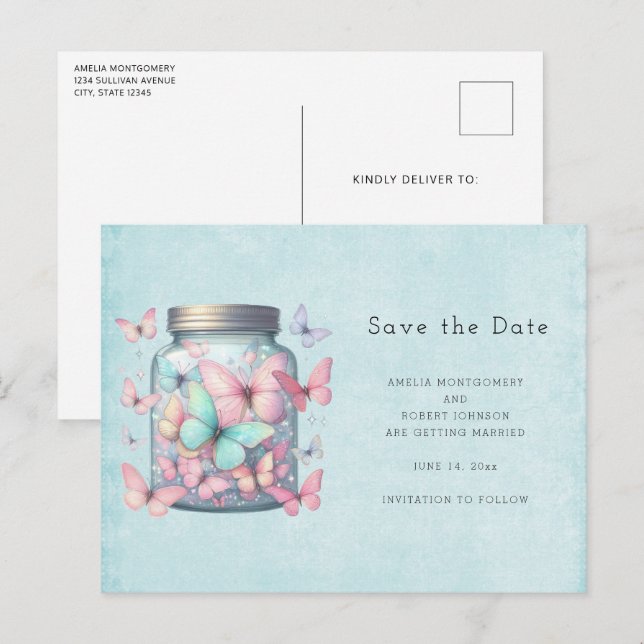 Postal De Anuncios Whimsical Butterflies in a Jar (Anverso / Reverso)
