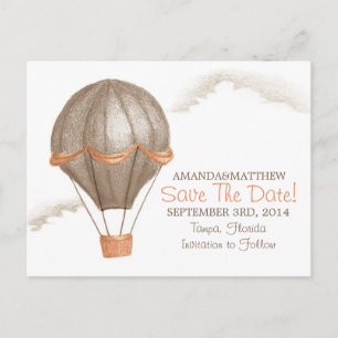 Postal De Anuncios Whimsical Vintage Hot Air Balloon Save the Date