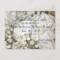 White Carnations & Baby's Breath Save the Dates