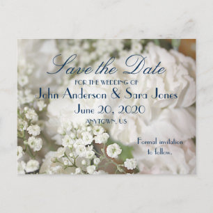 Postal De Anuncios White Carnations & Baby's Breath Save the Dates