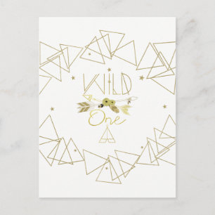 Postal De Anuncios Wild One Gold Geometric Triangles Modern Fecha de 