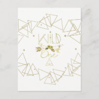 Wild One Gold Geometric Triangles Modern Save Date