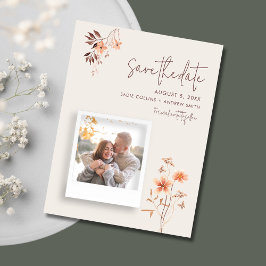 Postal De Anuncios Wildlfower Boho Boda QR Código Guardar fecha