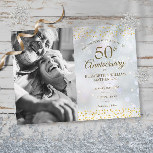Postal De Anuncios Winter Golden 50° Aniversario de Save the Date Pho