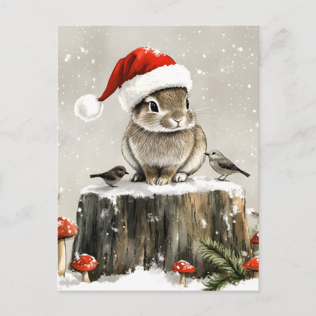 Postal De Anuncios Winter Santa Bunny Wonderland (Anverso)