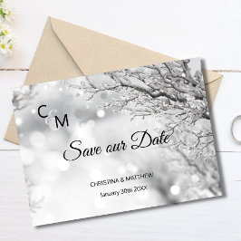 Postal De Anuncios Winter Snow Snowflakes Wedding SAVE OUR DATE