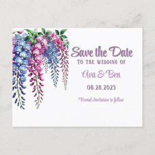 Postal De Anuncios Wisteria rosa y púrpura de bonito Guardar la tarje