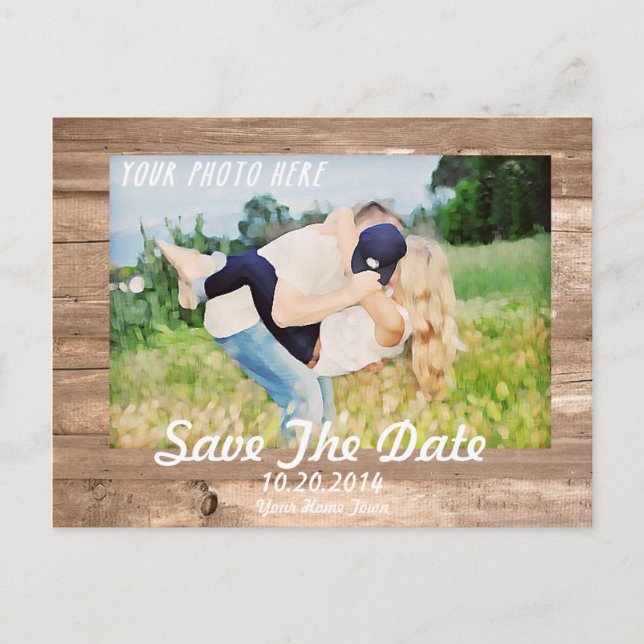 Postal De Anuncios Wooden Save the date White (Anverso)