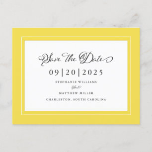 Postal De Anuncios Yellow Gray Trendy Save The Date Elegant Wedding