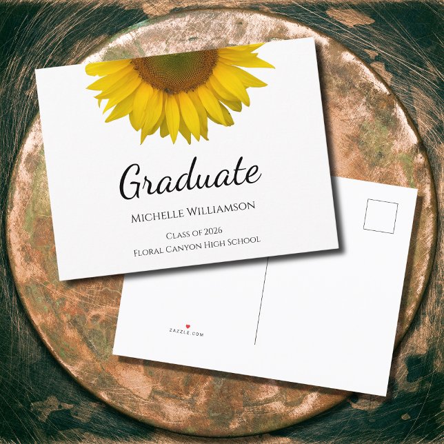 Postal De Anuncios Yellow Sunflower Class of 2023 Graduation  (Subido por el creador)