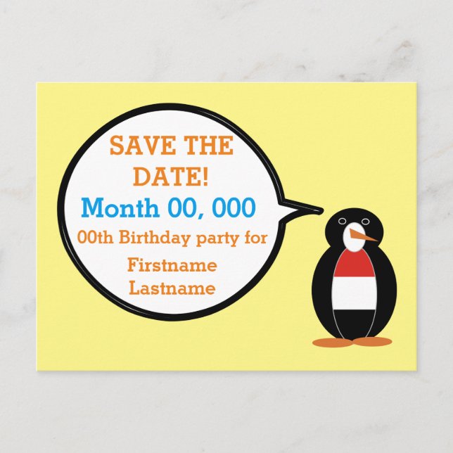 Postal De Anuncios Yemení hablando de la señora Penguin personalizada (Anverso)