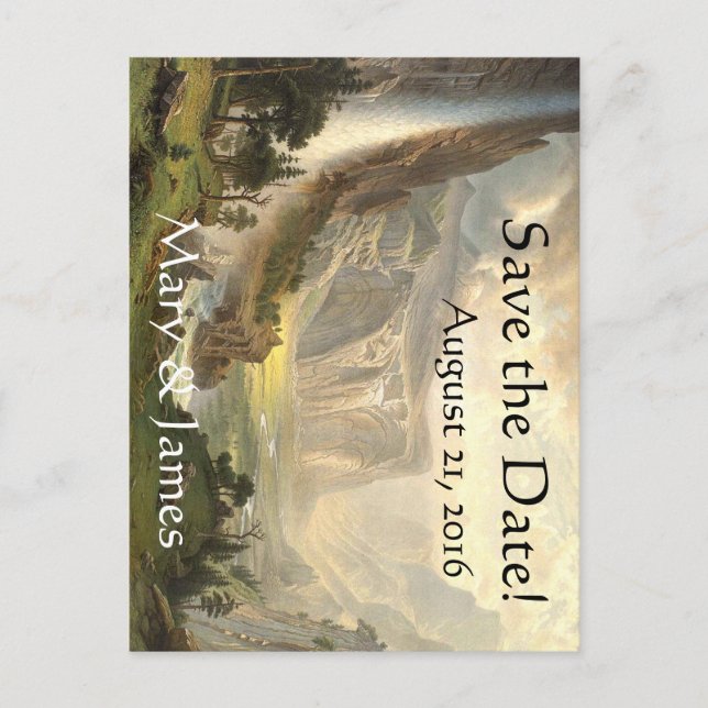 Postal De Anuncios Yosemite Waterfall Vista Save the Date Postcard (Anverso)