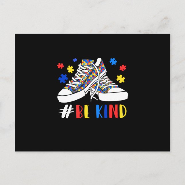 Postal De Anuncios Zapatos de rompecabezas de conciencia de autismo s (Anverso)