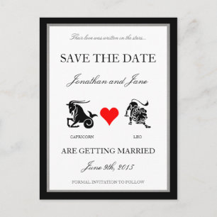 Postal De Anuncios Zodiac Love Save the Date (Capricornio/Leo)