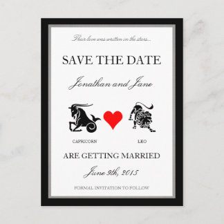 Postal De Anuncios Zodiac Love Save the Date (Capricornio/Leo)