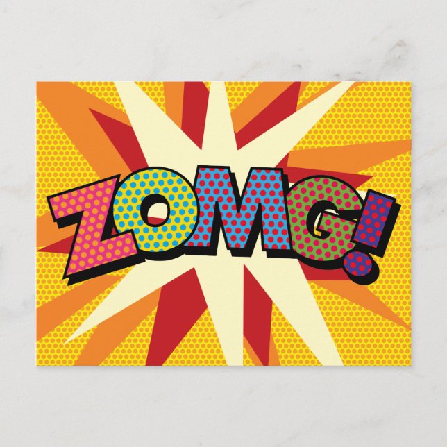 Postal De Anuncios ZOMG Burbuja de Mensaje Divertida Retro (Anverso)