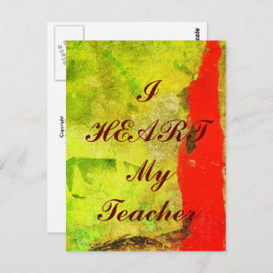 Postal de apreciación de "I Heart My Teacher"