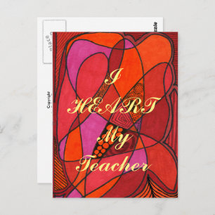 Postal de apreciación de "I Heart My Teacher"