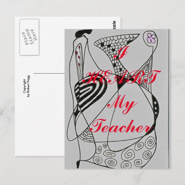 Postal de apreciación de "I Heart My Teacher" (Anverso / Reverso)