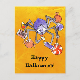 Postal de araña de Halloween