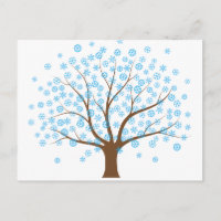Postal de árbol de copo de nieve de invierno