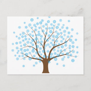 Postal de árbol de copo de nieve de invierno