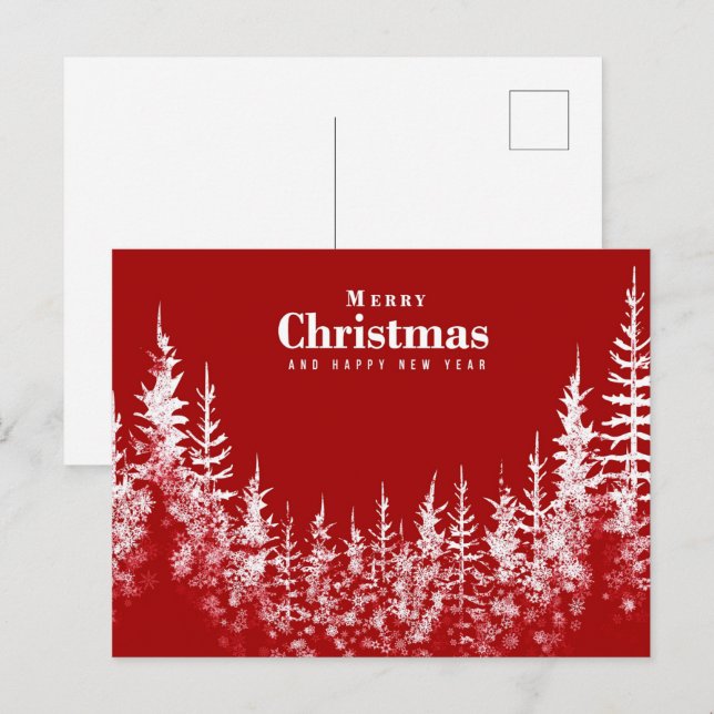 Postal de árbol de Navidad blanco (Anverso / Reverso)