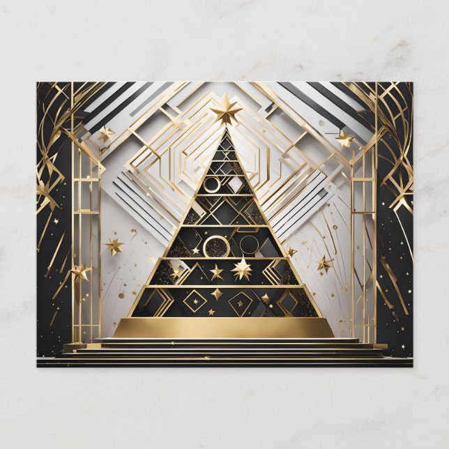 postal de árbol de navidad de arte deco (Anverso)