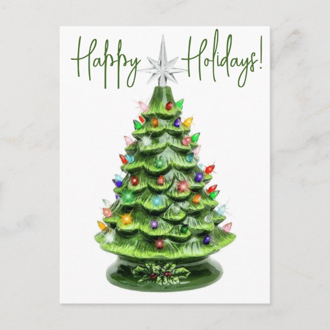 Postal de árbol de navidad de cerámica iluminada p (Anverso)