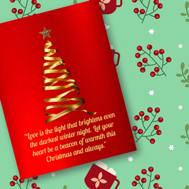 Postal de árbol de Navidad de cinta dorada (Subido por el creador)