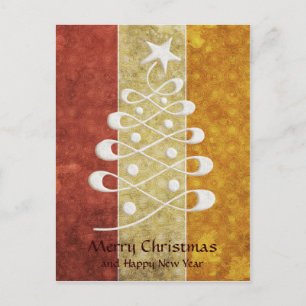 Postal de árbol de Navidad Grabado en relieve retr