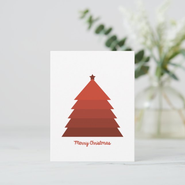 Postal de árbol de navidad rojo (Anverso de pie)