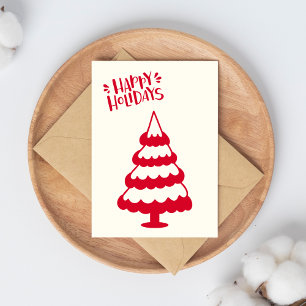Postal de árbol de navidad rojo curado