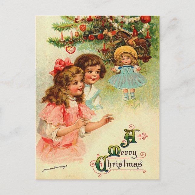 Postal de árbol de Navidad vintage (Anverso)
