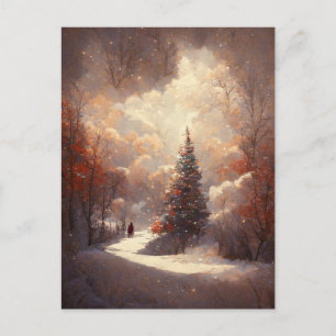 Postal de árbol navideño comercial con logotipo