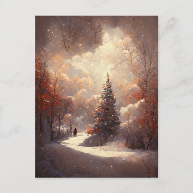 Postal de árbol navideño comercial con logotipo (Anverso)