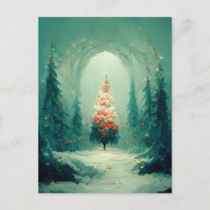 Postal de árbol navideño comercial con logotipo