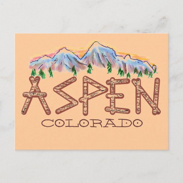 Postal de árbol rústico Aspen Colorado (Anverso)