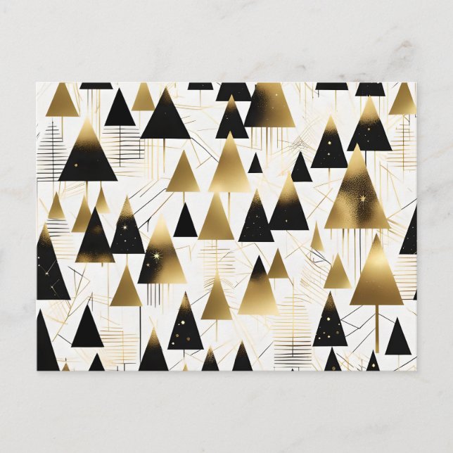 postal de árboles de navidad de arte deco (Anverso)