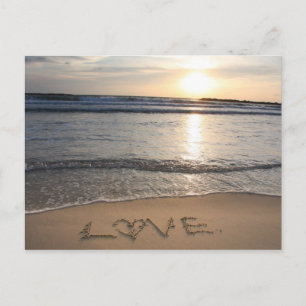 Postal De Arena De Playa Con Amor