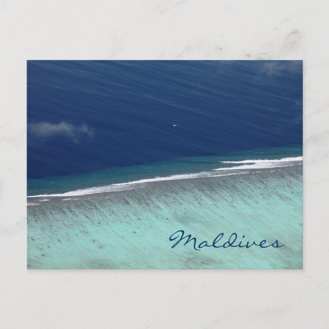 Postal de arrecife de coral de Maldivas aérea (Anverso)