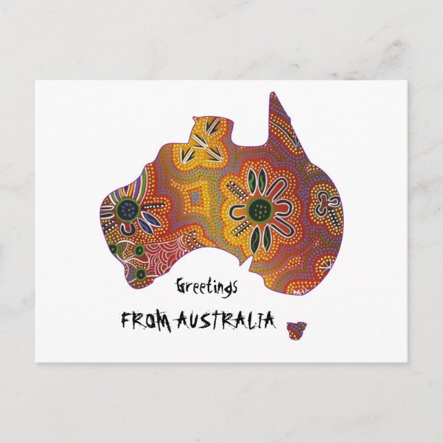 Postal de arte aborigen (Anverso)