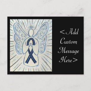 Postal de arte ángel de la cinta azul y negro