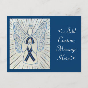 Postal de arte ángel de la cinta azul y negro