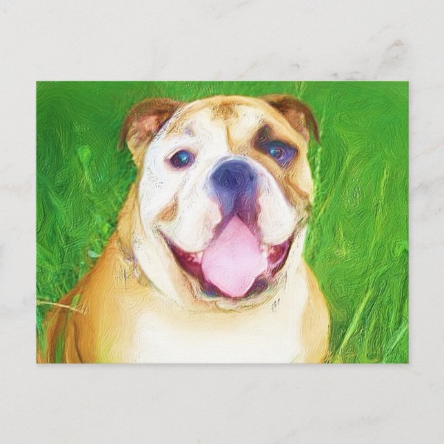Postal de arte Bulldog inglés (Anverso)