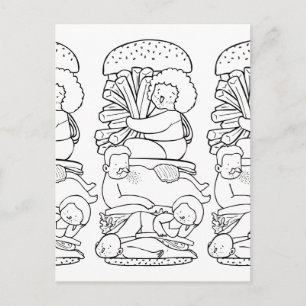 Postal de arte Burger Doodle