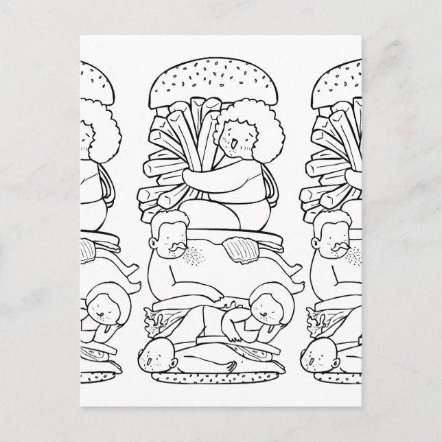 Postal de arte Burger Doodle (Anverso)