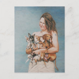 Postal de arte canino de cuatro rescates